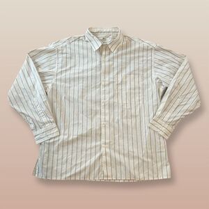 Uniqlo Unisex Striped Long Sleeve Dress Shirt White Size L